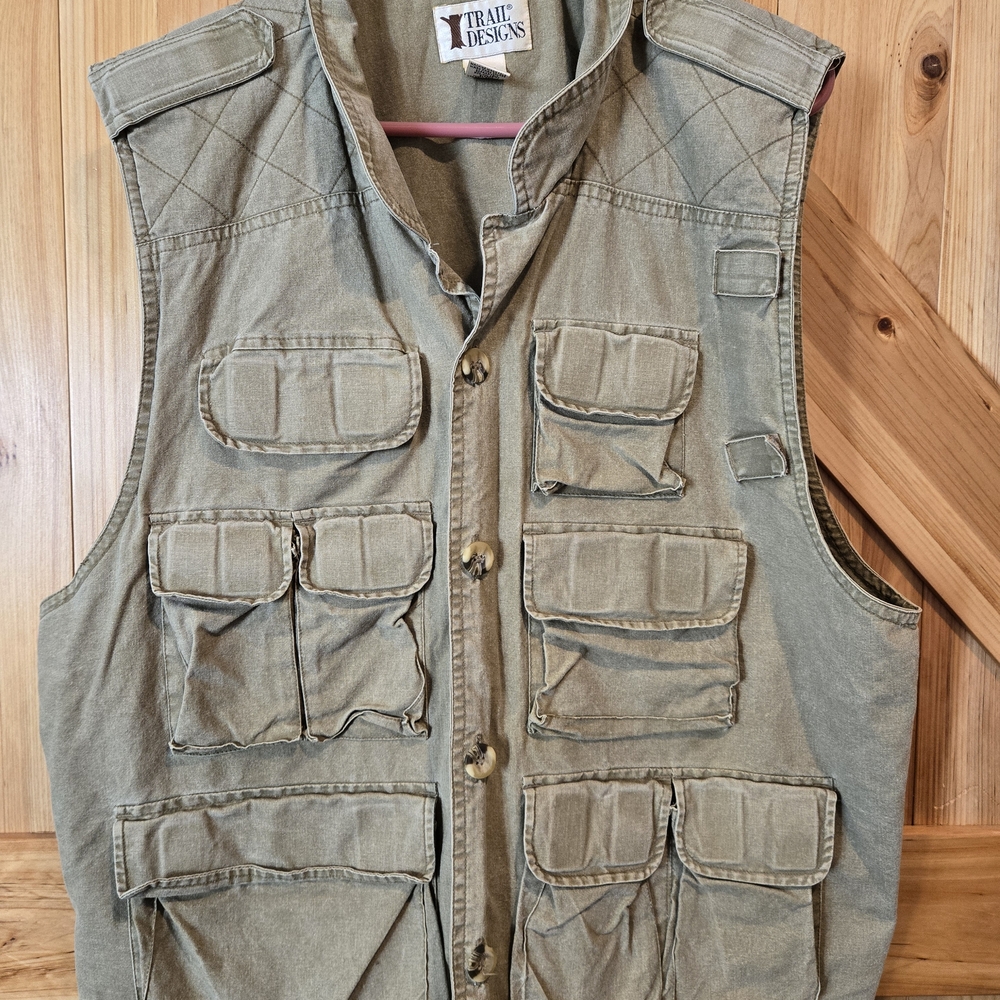 Trail Designs Men's Size Xl Fishing, Hunting, Camping Vest Vintage Tan